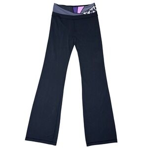 Lululemon Groove Pant Black Purple Geometric Crossover Waist‎ Flare Yoga Pants